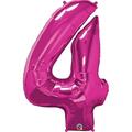 Anagram 41 in. Number 4 Magenta Shape Air Fill Foil Balloon 87828